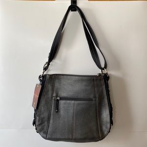 NWT Tignanello Leather Crossbody Pewter Shoulder Bag